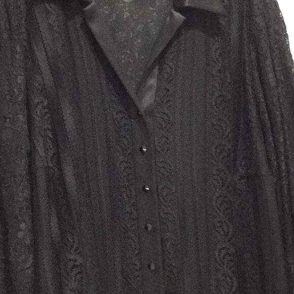 Carmen Marc Valo satin lace black blouse 20w nwot - Picture 3 of 8